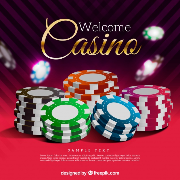 Casino-teksti ja pelimerkkipinoja